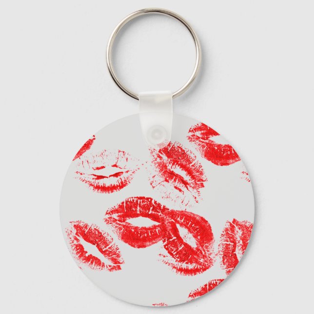 Red Lipstick Prints Keychain (Front)
