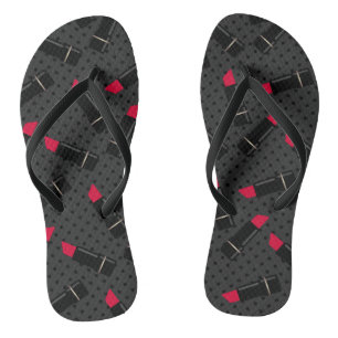 Red lipstick , retro flip flops