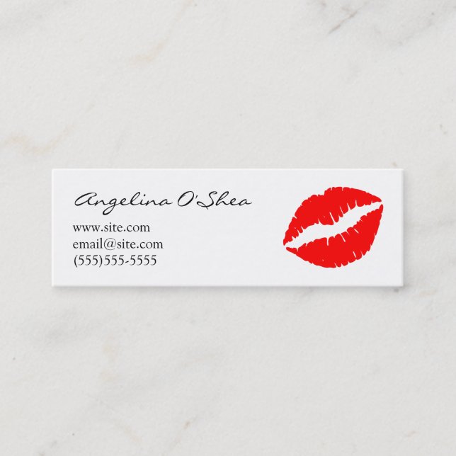 Red Lipstick Skinny Business Card (Front)