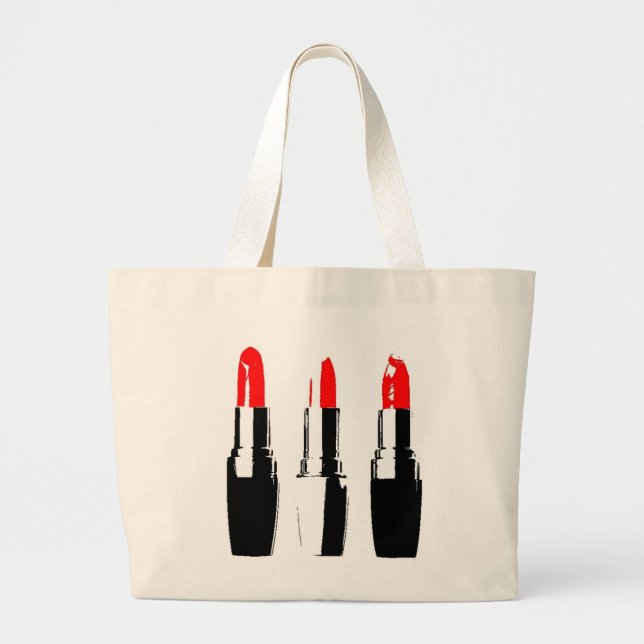 Red Lipstick Tubes Large Tote Bag (Front)