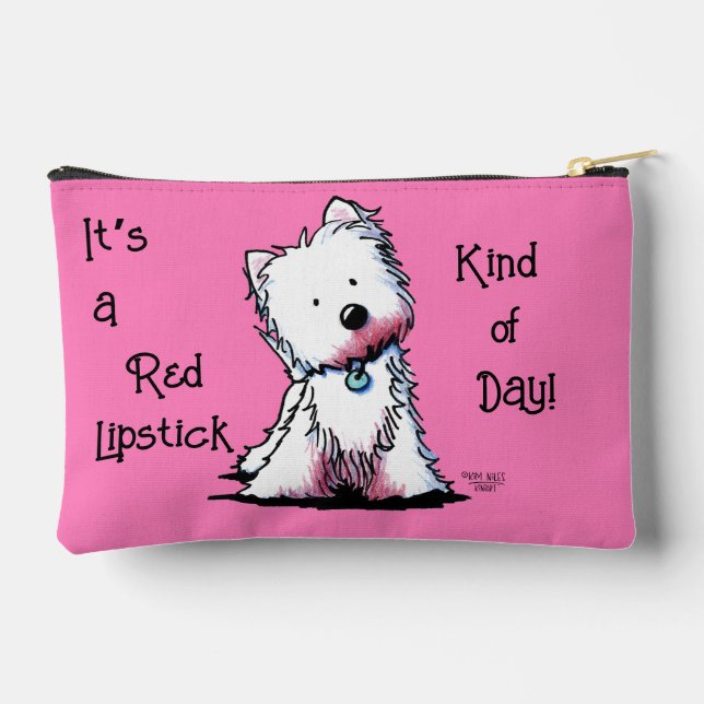 Red Lipstick Westie Small Accessory Pouch (Back)