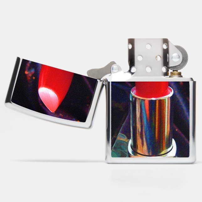 Red Lipstick Zippo Lighter (Opened)