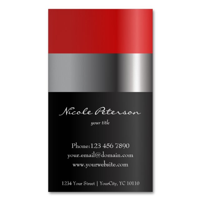 Red lipstik - Makeup - Magnetic Business Cards (Front Vertical)