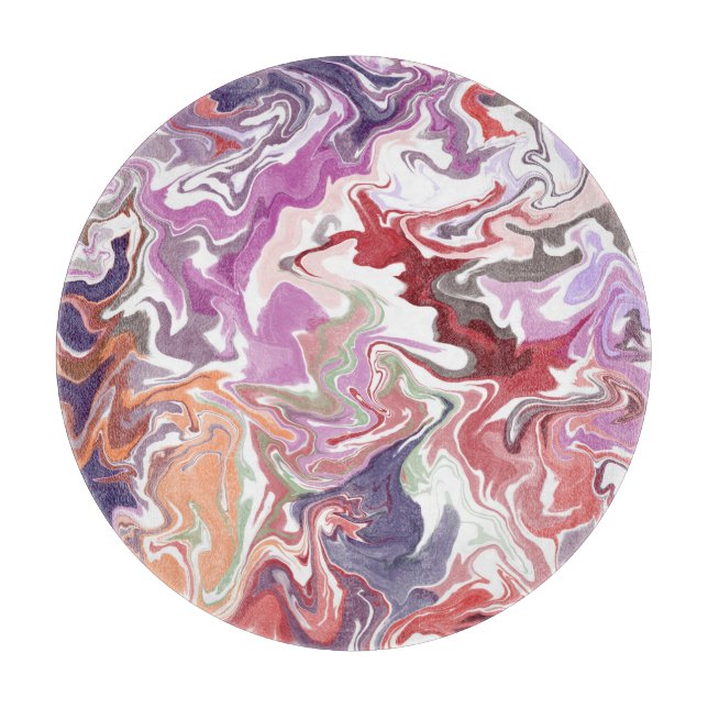 Red Liquid Acrylic Cutting Board – Modern Abstract (Front)