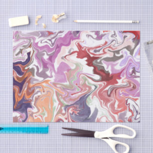 Red Liquid Acrylic Tissue Paper Modern Fluid Art