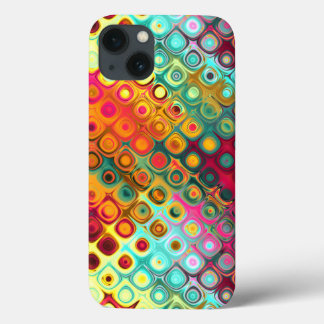 Red Liquid Rainbow Dots Abstract Pattern iPhone 13 Case