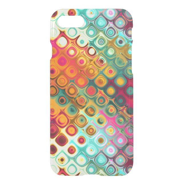 Red Liquid Rainbow Dots Abstract Pattern Uncommon iPhone Case (Back)
