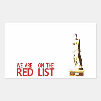 RED LIST RECTANGULAR STICKER