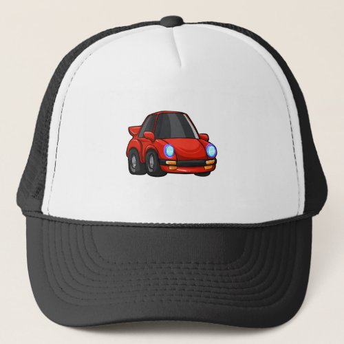 Red little car cartoon _ Choose background color Trucker Hat