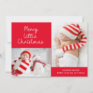 Red little christmas holiday birth announcement