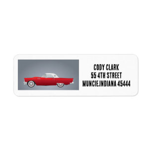 RED LITTLE CLASSIC CAR RETURN ADDRESS LABELS