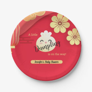 Red Little Dumpling Baby Shower Paper Plate
