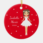 Red Little Girl Ballerina Personalized Ballet Ceramic Ornament at Zazzle