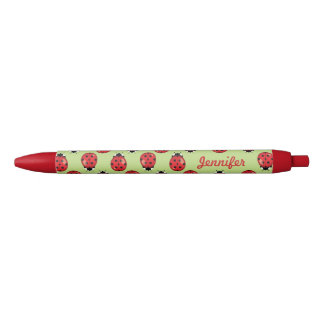 Red Little Ladybugs With Personalized Name Black Ink Pen