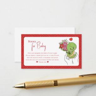 Red Little Snake Floral Baby Shower Books For Baby Enclosure Card