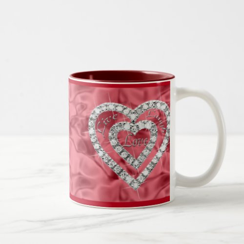 Red Live Laugh Love Diamond Heart Mug