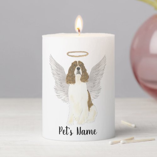 Red Liver White English Springer Spaniel Sympathy Pillar Candle