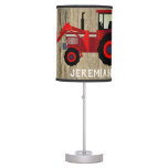 Red Loader Tractor On Wood Look Table Lamp at Zazzle