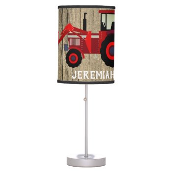 Red Loader Tractor On Wood Look Table Lamp by DakotaInspired at Zazzle