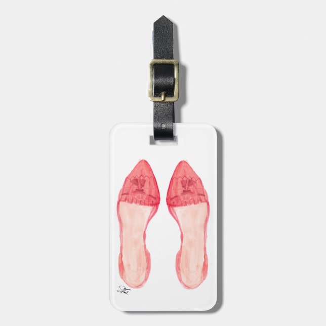 Red Loafers Shoe Art Luggage Tag (Front Vertical)