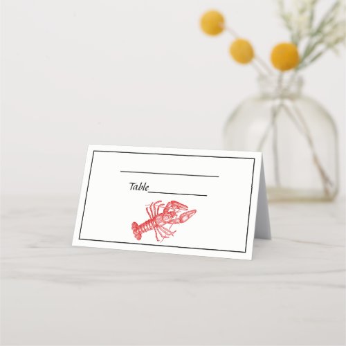 Red Lobster 1 Drawing Vine Script Monogram Place Card