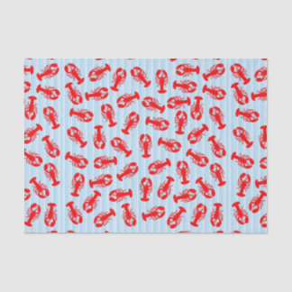 Red Lobster Animal Pattern on Blue Stripes Tissue Paper