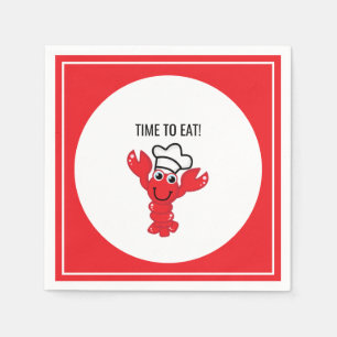 Red Lobster Bake Chef Hat Stripe Napkins