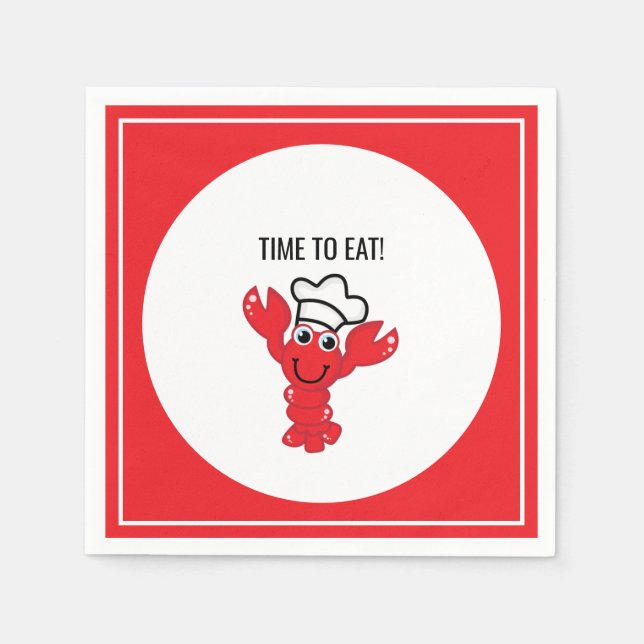 Red Lobster Bake Chef Hat Stripe Napkins (Front)