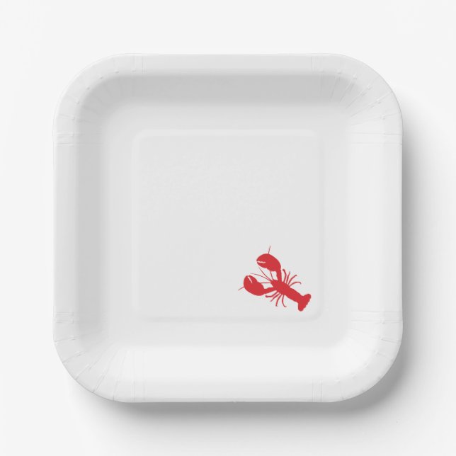 Red Lobster Bake Coastal Beach Ocean Maine Fun Paper Plates (Front)
