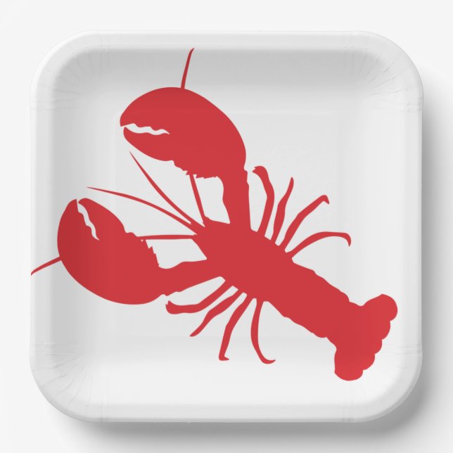 Red Lobster Bake Coastal Beach Ocean Modern Fun Paper Plates (Front)