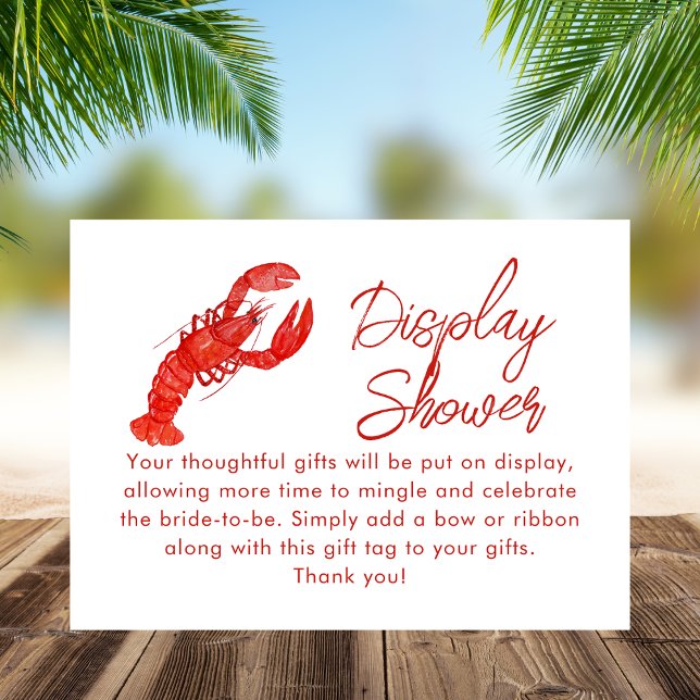 Red Lobster Beach Display Shower Bridal Shower Enclosure Card (Creator Uploaded)