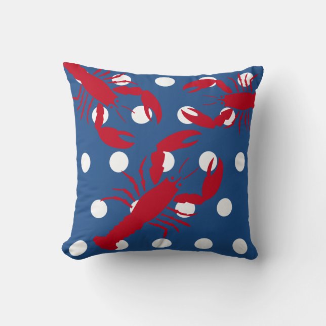 Red Lobster ~ Beach House Throw Pillow (Front)