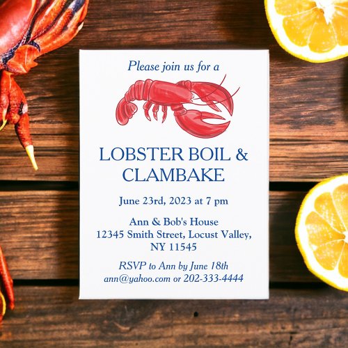 Red Lobster Boil Clambake Party Invitation