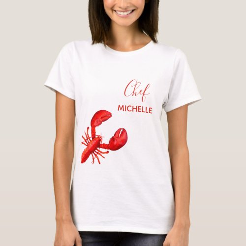 Red lobster chef cook white name  T_Shirt