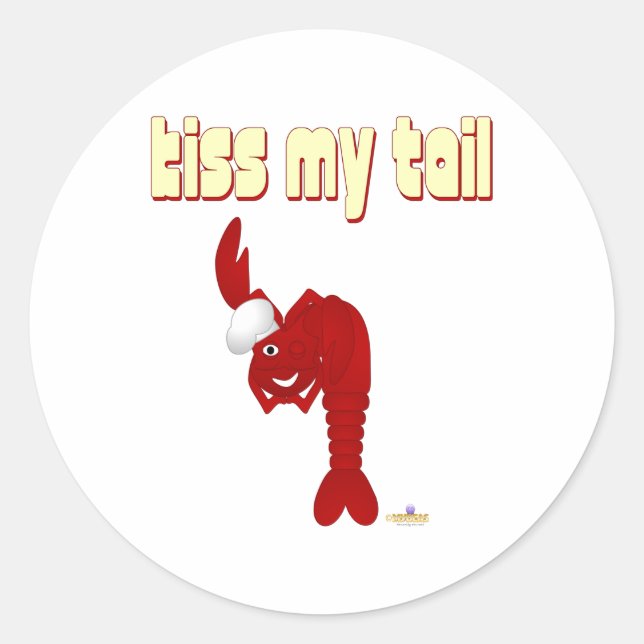 Red Lobster Chef Kiss My Tail Classic Round Sticker (Front)
