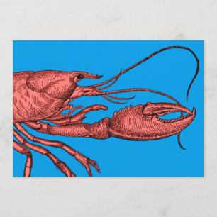 Red Lobster Clambake Card Invitation Vintage Image