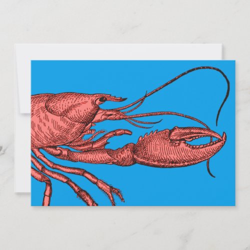 Red Lobster Clambake Card Invitation Vintage Image