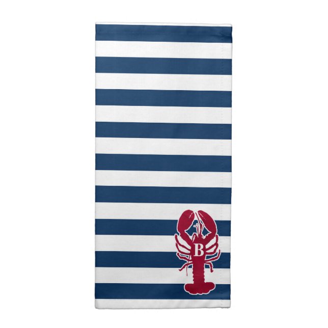 Red Lobster Cloth Napkins, blue and white Stripes (Half Fold)