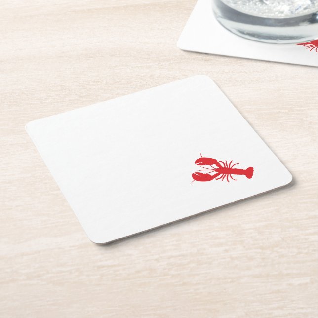 Red Lobster Coastal Beach Ocean Maine Fun Square Paper Coaster (Angled)