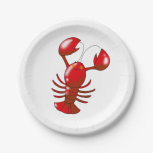Red Lobster Coastal Party Design Paper Plates