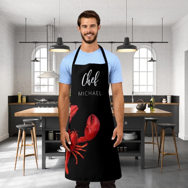 Red lobster crawfish boil party name chef cook apron (Creator Uploaded)