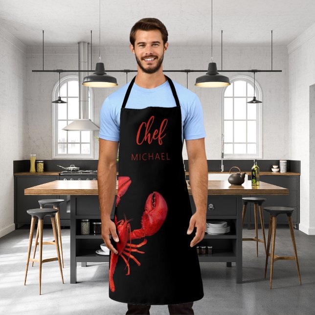 Red lobster crawfish boil party name chef cook apron (Creator Uploaded)