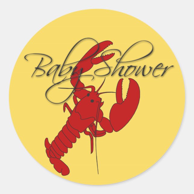 Red Lobster Crayfish Baby Shower Stickers (Front)
