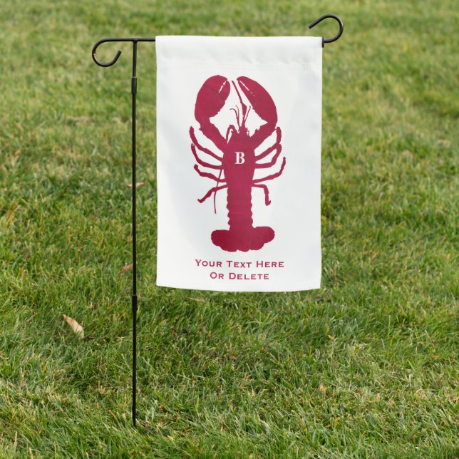 Red Lobster Custom Monogram Text Garden Flag (In SItu)