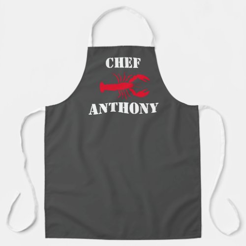 Red Lobster Grey White Personalized Chef Mens Apron