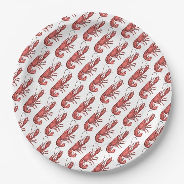 Red Lobster Image Design Paper Plates (Front)