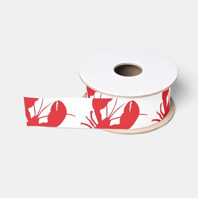 Red Lobster Modern Coastal Travel Fun Grosgrain Ribbon (Spool)