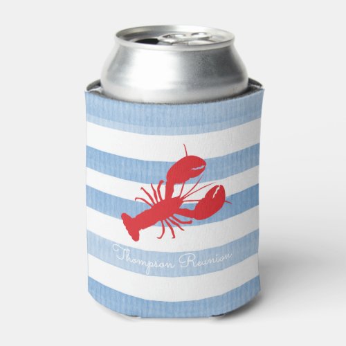 Red Lobster NAME Reunion Stripes Blue White Coast Can Cooler
