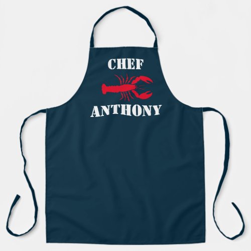 Red Lobster Nautical Navy Blue Personalized Chef Apron
