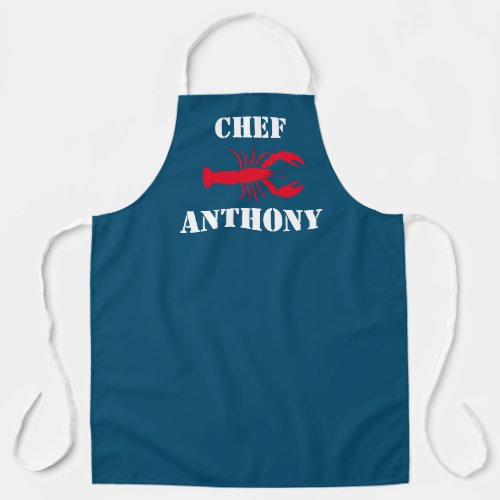Red Lobster Navy Blue Personalized Mens Chef Apron